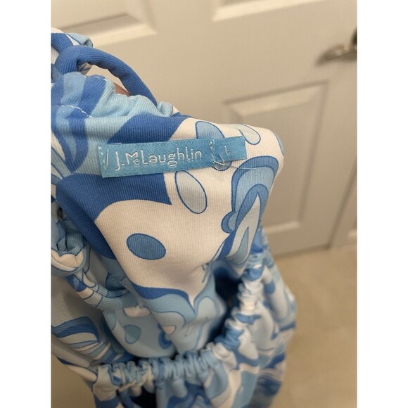 J. McLaughlin Large Blue Geometric Halter Dress Catalina Cloth Knee Length - Picture 6 of 7